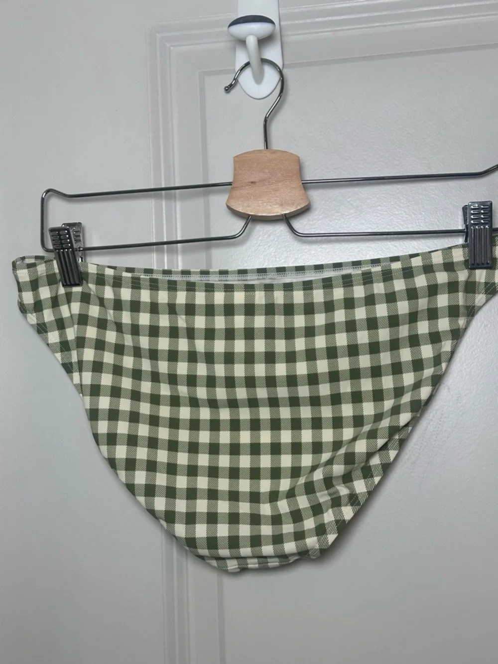 Tory Burch Gingham Check Green & Cream Two Piece Bikini, Size Medium